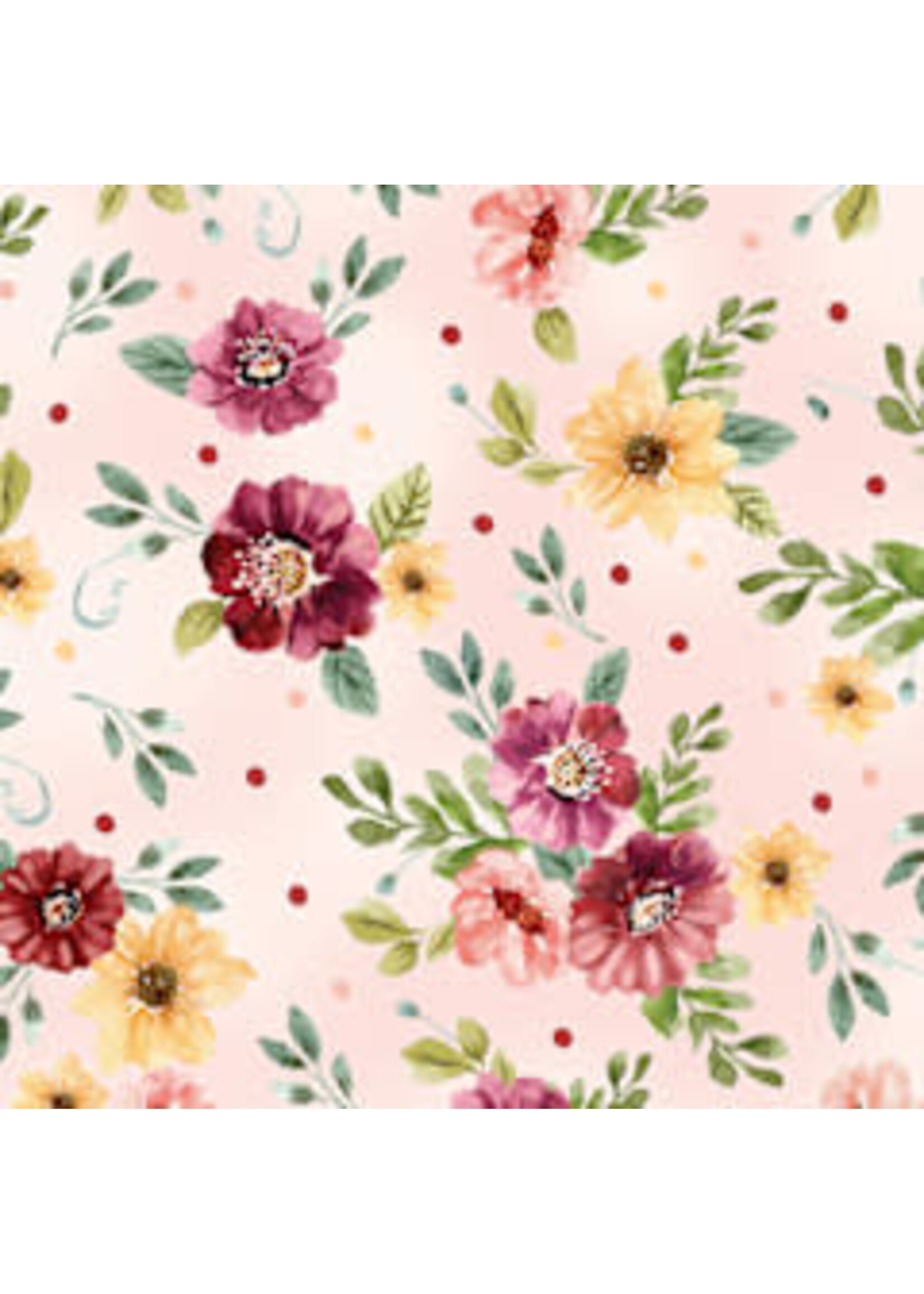 Benartex Studio Sew in Love - Sweet Blooms - Light Pink - Coupon - 110 cm x 110 cm