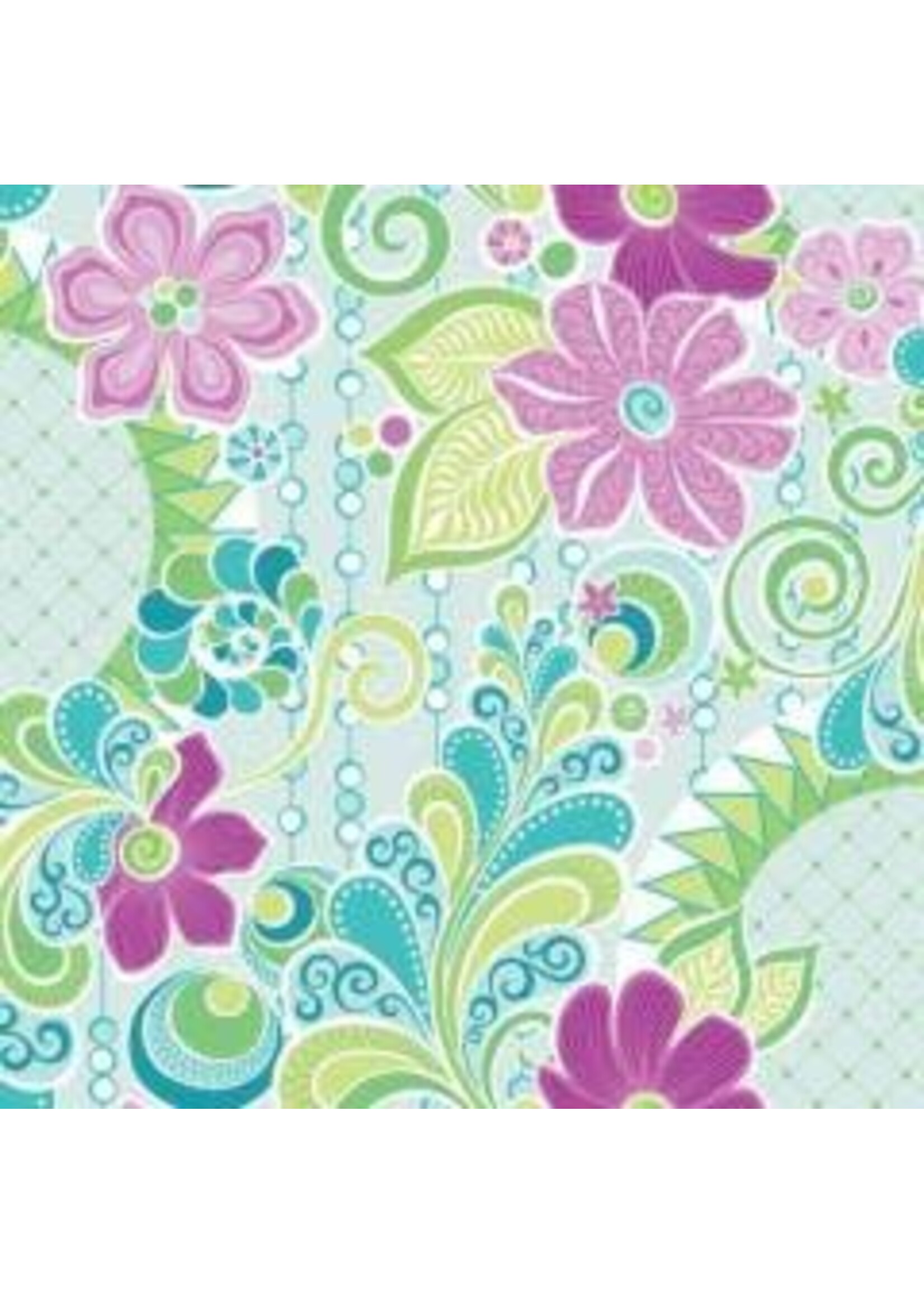 Benartex Studio Free Motion Fantasy - Feature - Aqua - Purple - Coupon - 100 cm x 110 cm