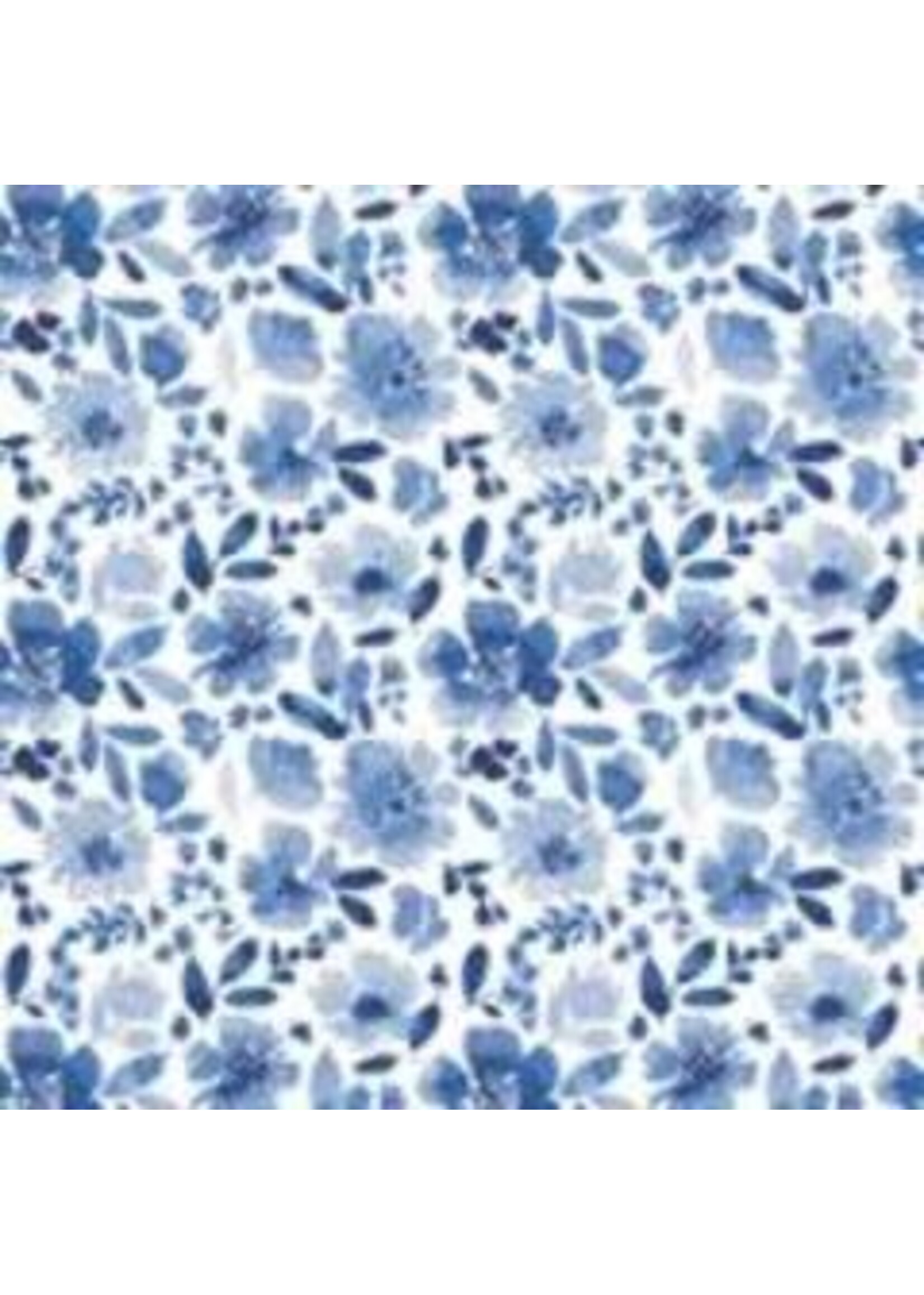 Camelot Fabrics Classic - Blue - Floral - Coupon - 120 cm x 110 cm