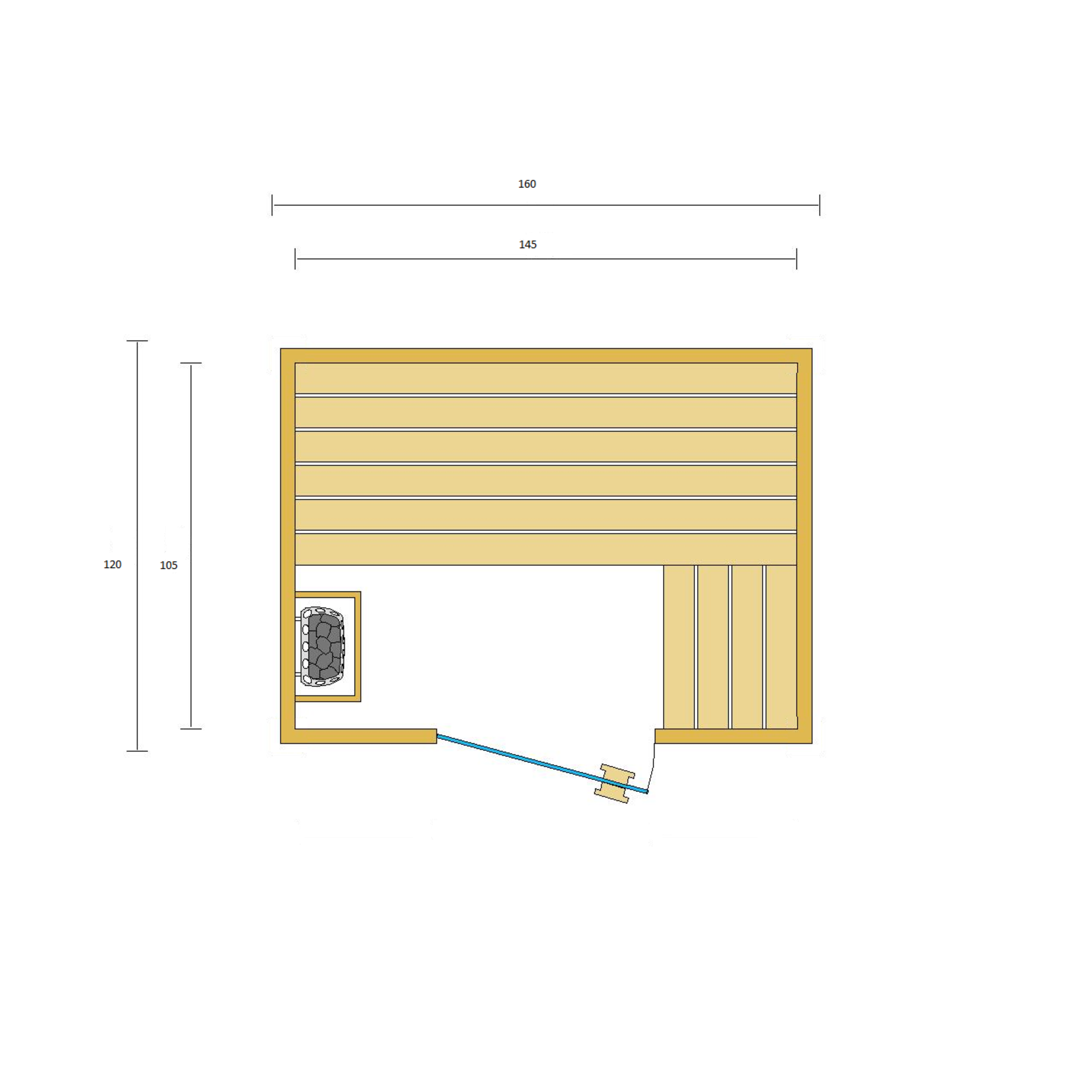 Bastu Sauna 160 x 120 met saunakachel