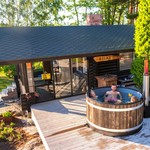 Kirami Kirami Kunststof Hottub Chill Gebeitst Fins Sparrenhout Hoogte 80 cm / Ø 170 cm