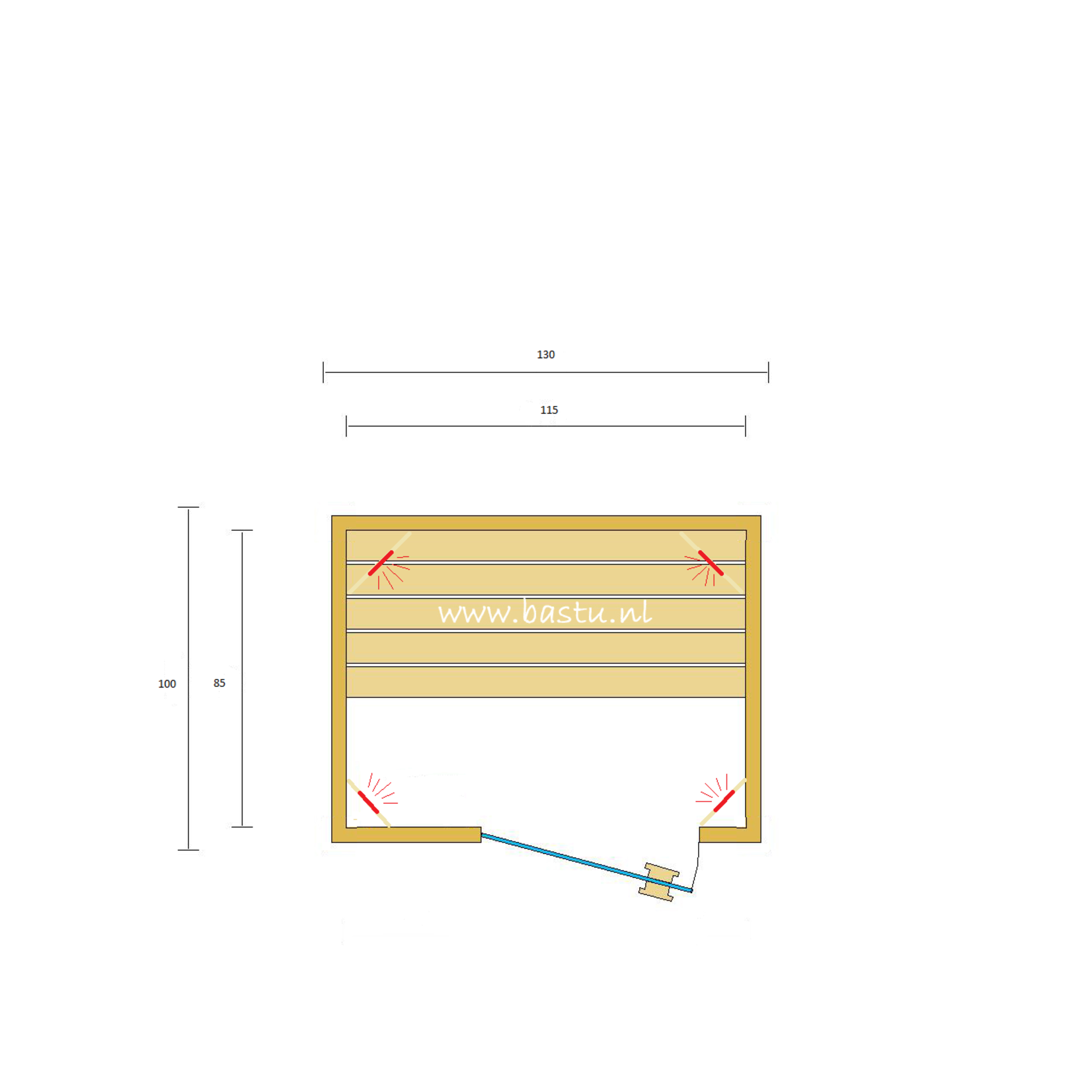 Bastu Infraroodsauna PROF. 130 x 100 Met Philips infraroodlampen