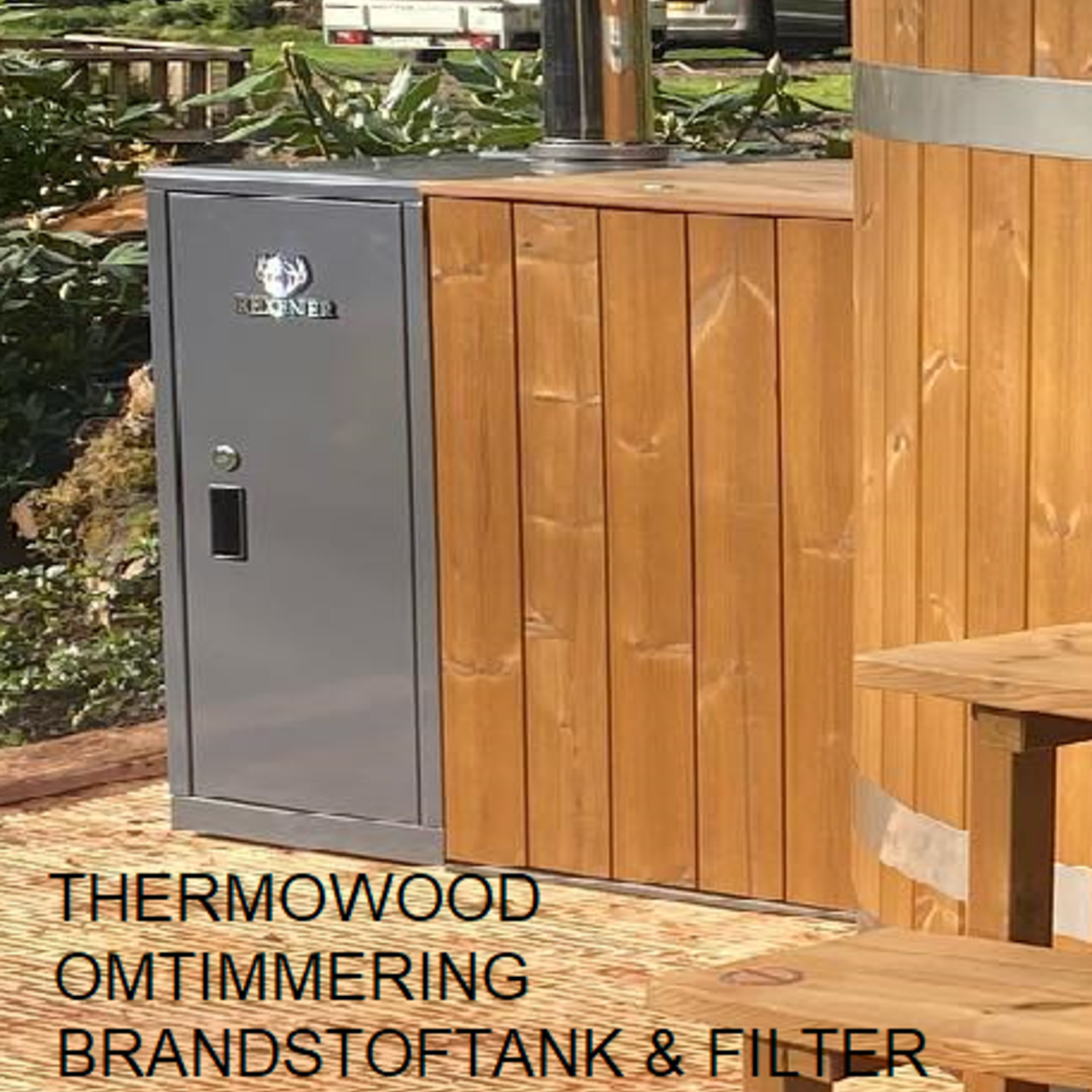 Kirami Kunststof Hottub Family L Ø 2.00 Onderhoudsvrij hout:  Thermowood of Red Cedar Verwarming op Bio-brandstof!