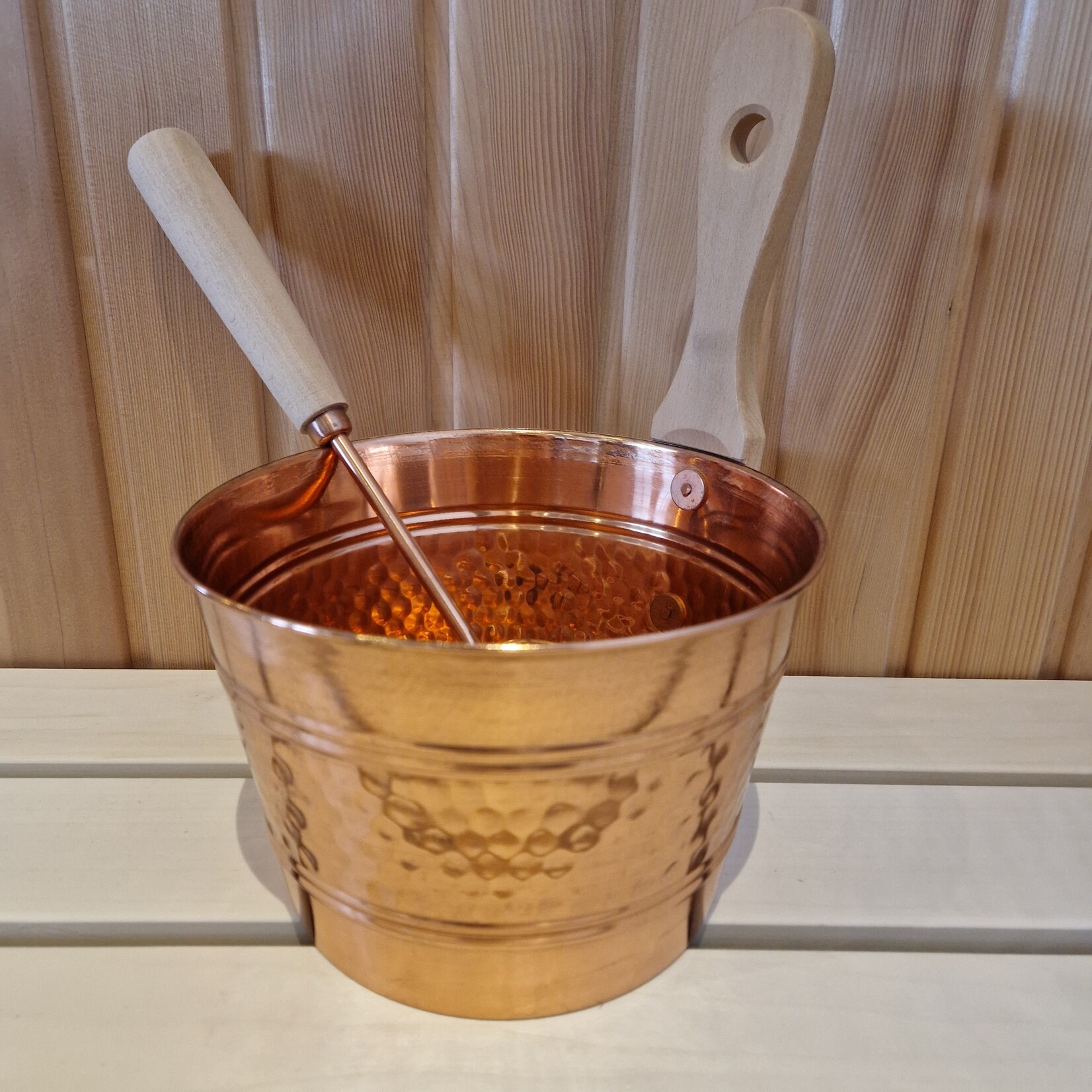 Bastu Sauna Emmer koper (met lepel)