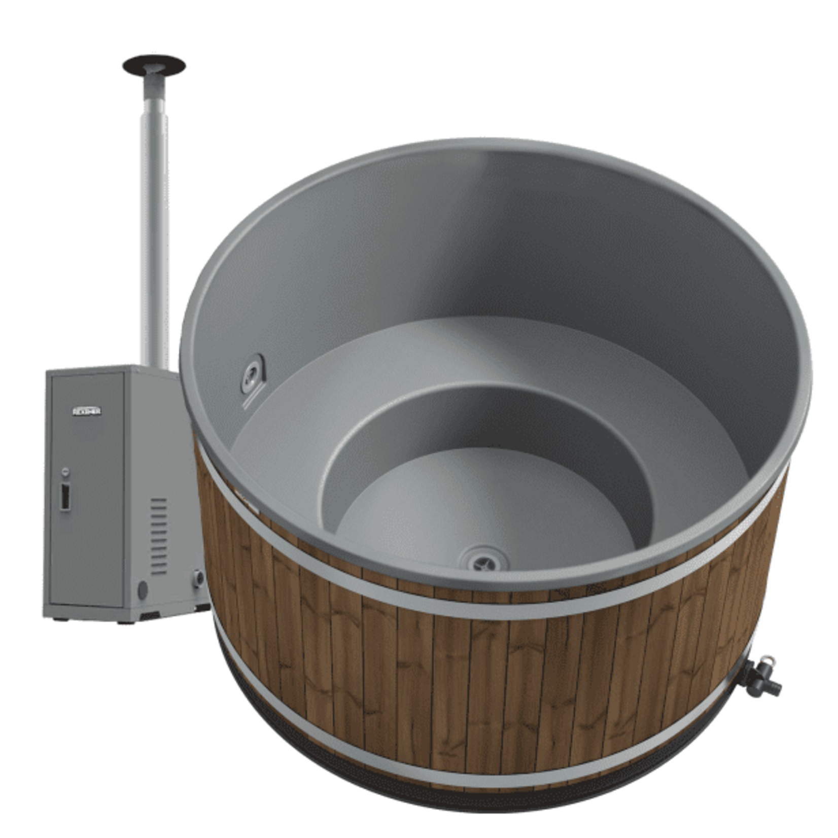 Kirami Actieset! Hottub Breezy Onderhoudsvrij Thermowood Verwarming op Bio-brandstof! Zeer zuinig!