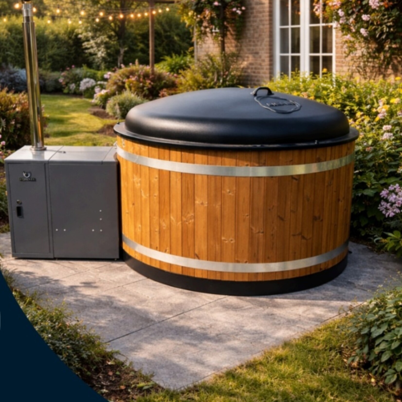 Kirami Actieset! Hottub Breezy 1.70 Onderhoudsvrij Thermowood Verwarming op Bio-brandstof! Zeer zuinig!