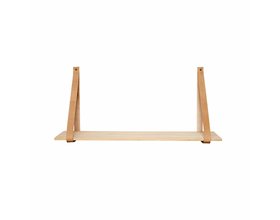 Wandplank, hout met leer