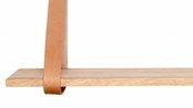 Wandplank, hout met leer Wandplank, hout met leer