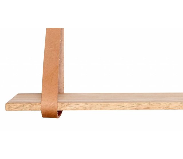 Wandplank, hout met leer Wandplank, hout met leer