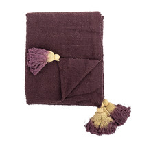 Plaid aubergine met franjes