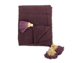 Plaid aubergine met franjes