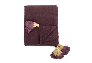 Plaid aubergine met franjes