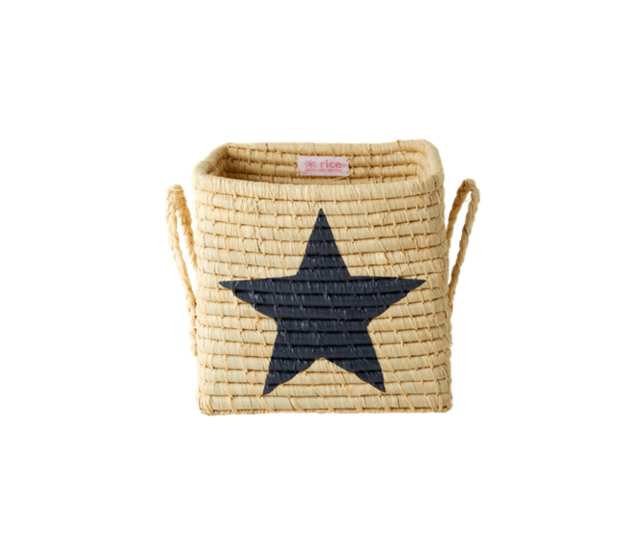 Vierkante mand raffia - ster