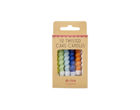 Twisted taartkaarsjes  - 12 st blauw