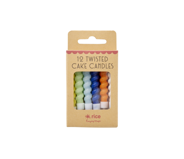 Twisted taartkaarsjes - 12 st  blauw Twisted taartkaarsjes - 12 st  blauw