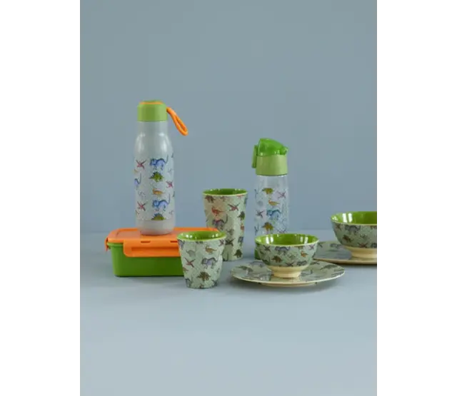 Drinkfles Dino dusty blue