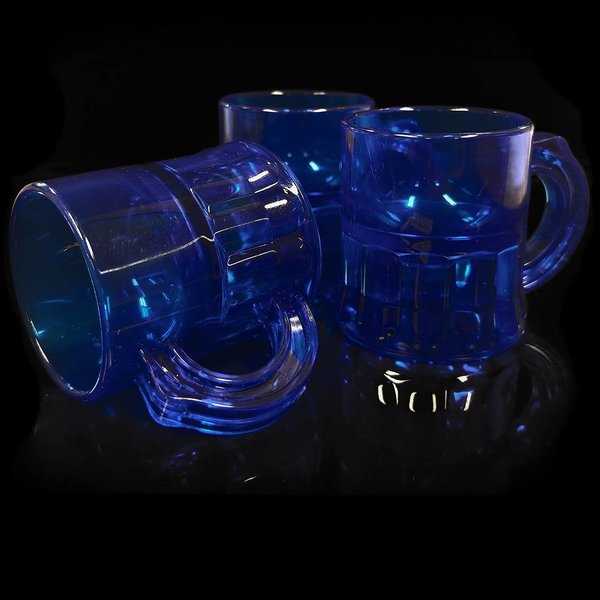 Kunststof shot glaasjes met handvat fluoriserend blauw 2cl