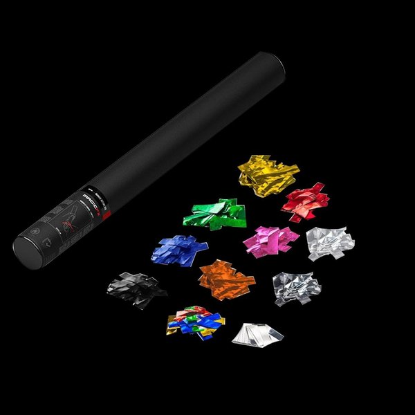 Confetti shooter -  50cm - 3 metallic kleuren confetti zelf samenstellen