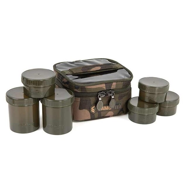 FOX Camolite 6 Pot Hookbait Case - Wasserfeste Hookbait-Tasche mit 6 Pötten in Fox Camo