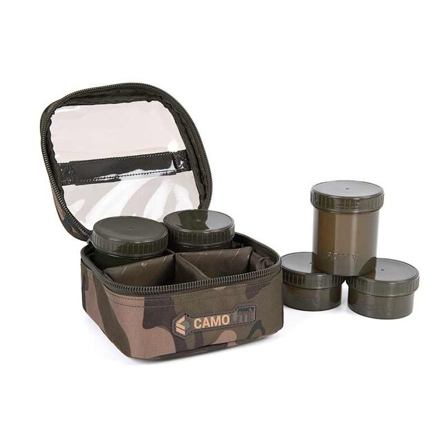 FOX Camolite 6 Pot Hookbait Case - Wasserfeste Hookbait-Tasche mit 6 Pötten in Fox Camo