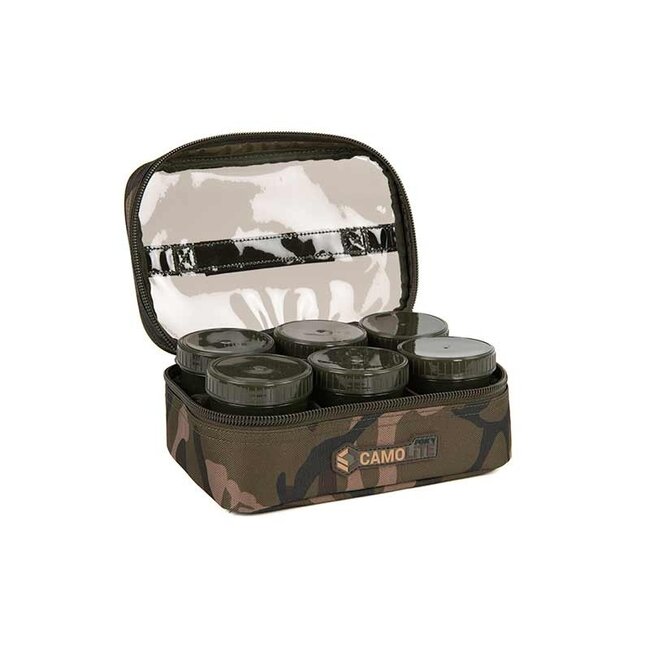FOX Camolite 8 Pot Hookbait Case - Wasserfeste Hookbait-Tasche mit 8 Pötten in Fox Camo