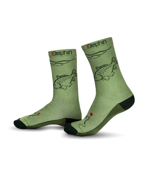 Delphin Happy Fishing - Karpfensocken - Bequem - Größe 41-46 - Grün