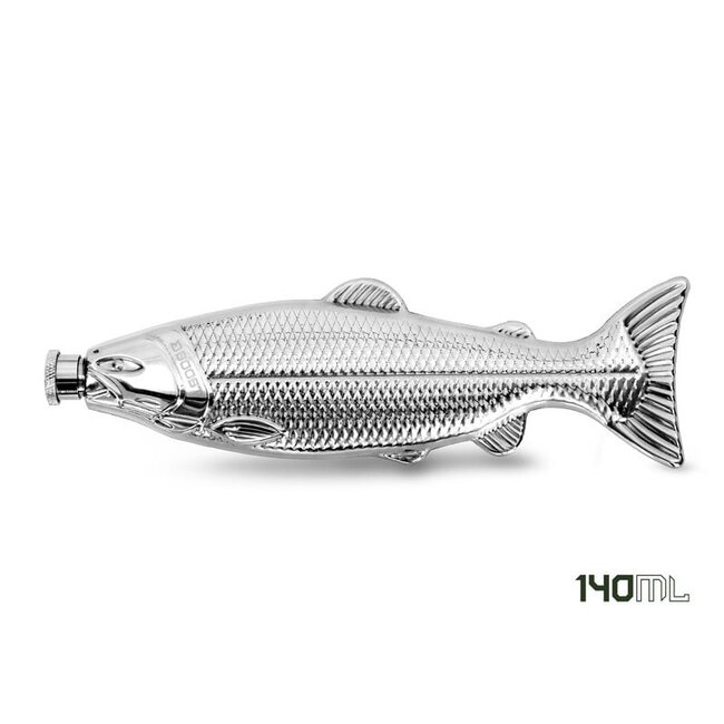 Delphin Inox Flachmann Boost - Edelstahl Flachmann in Fischform mit 140ml Fassungsvermögen