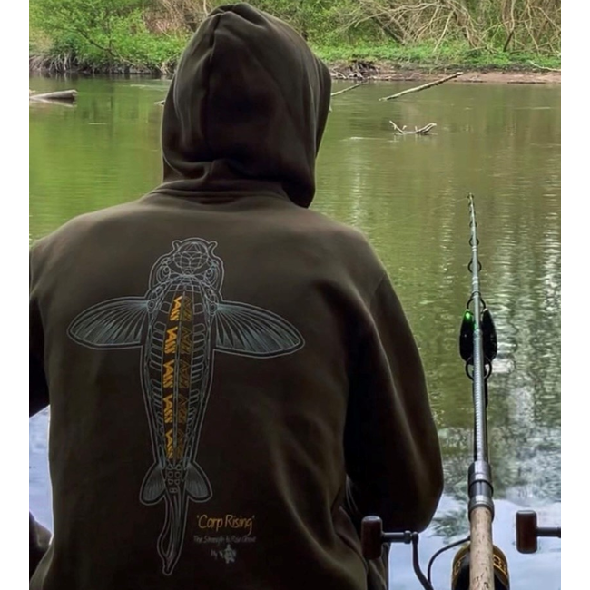 Vass Carp Rising – Hoodie – Khaki-Grün – Innenseite aus Fleece – Kleidung
