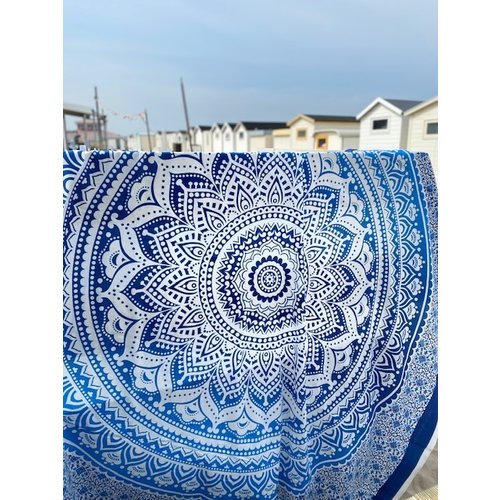 Vierkante strandhanddoek Mandala blauw