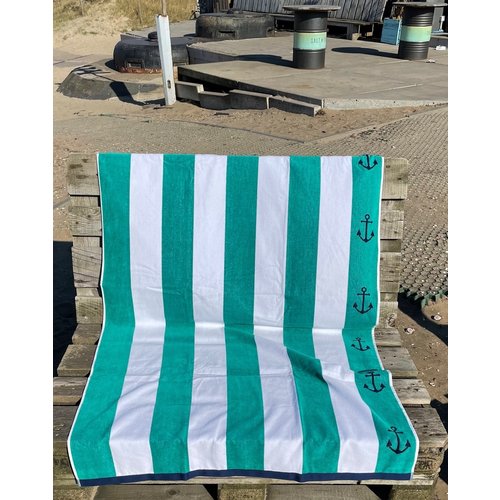 Groene strandhanddoek Marinestijl