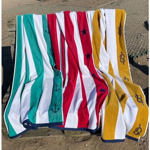 Rode strandhanddoek Marinestijl