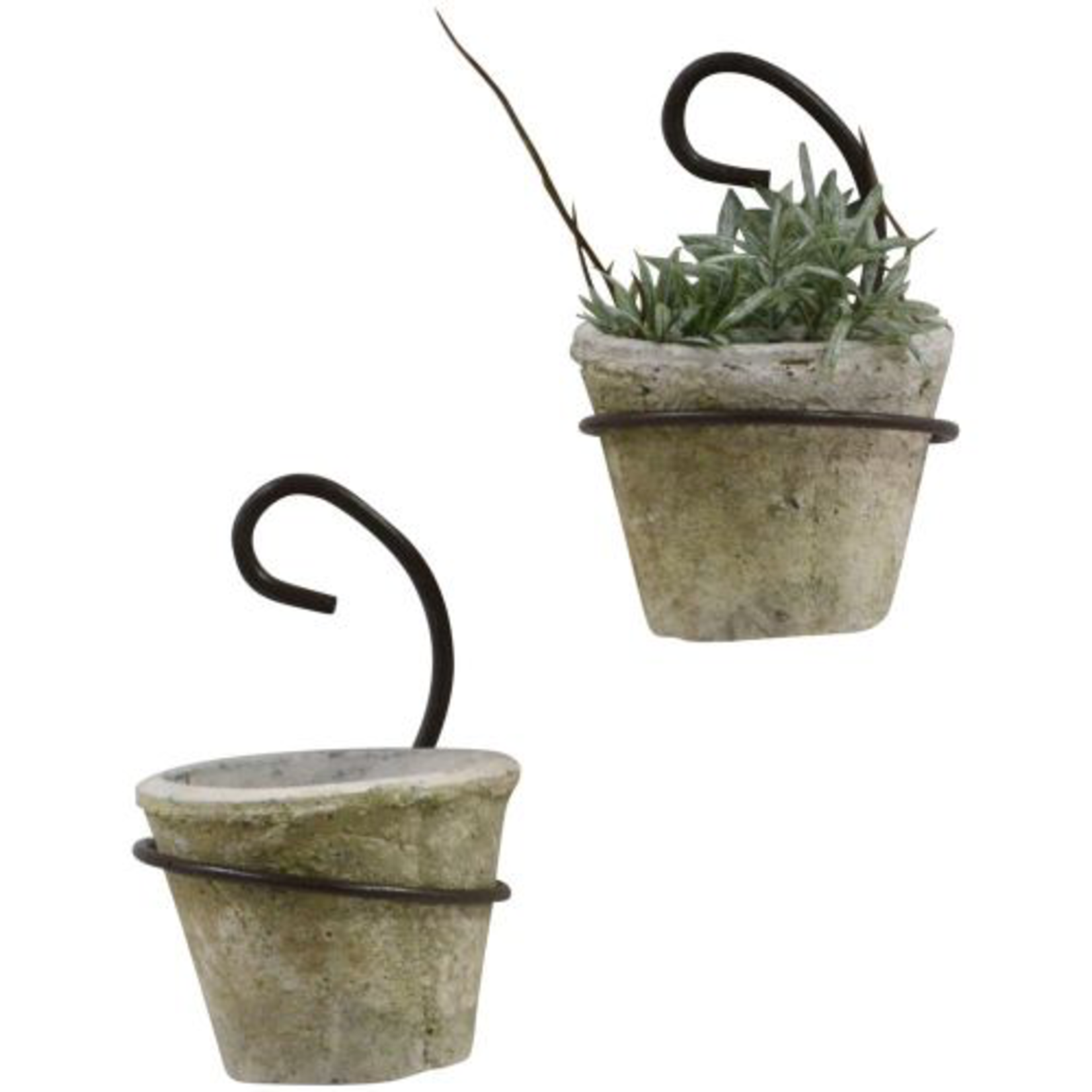 Grand Interiors Wire Hanger with Whitestone Cactus Pot 11x15cm