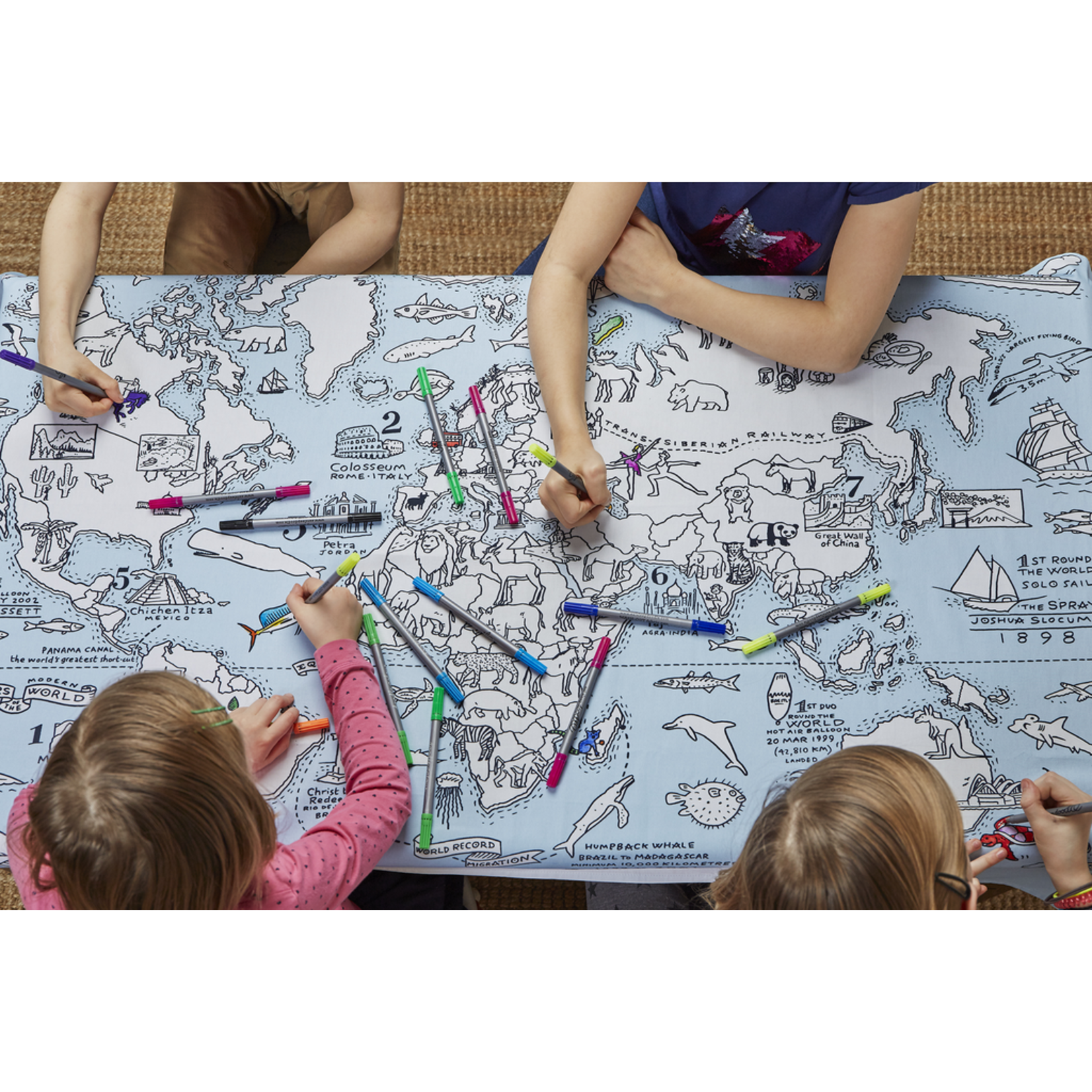 Eat Sleep Doodle World Map Doodle Tablecloth to Doodle  and Colour in