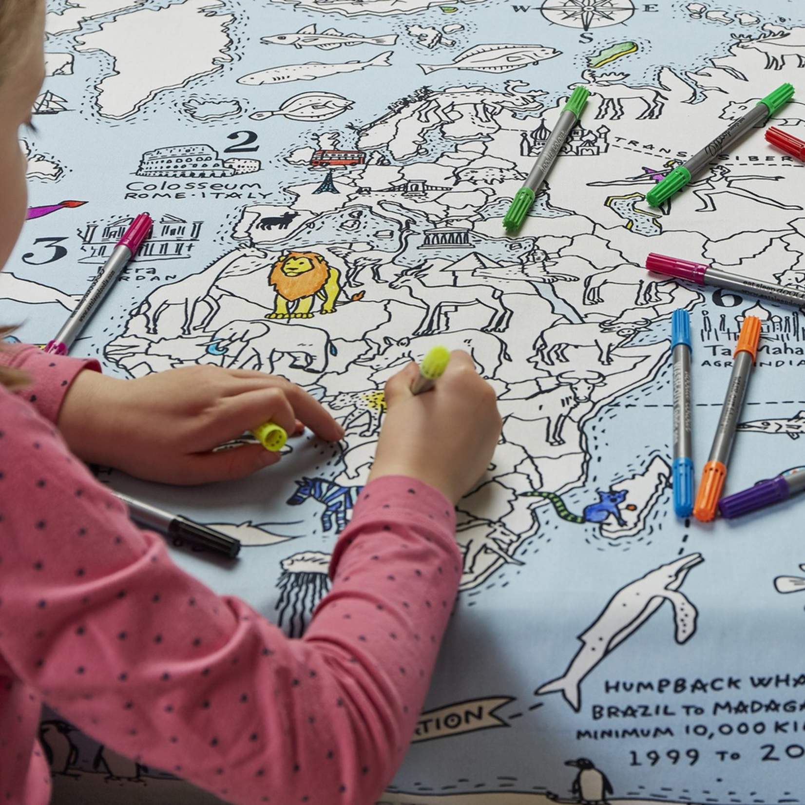 Eat Sleep Doodle World Map Doodle Tablecloth to Doodle  and Colour in