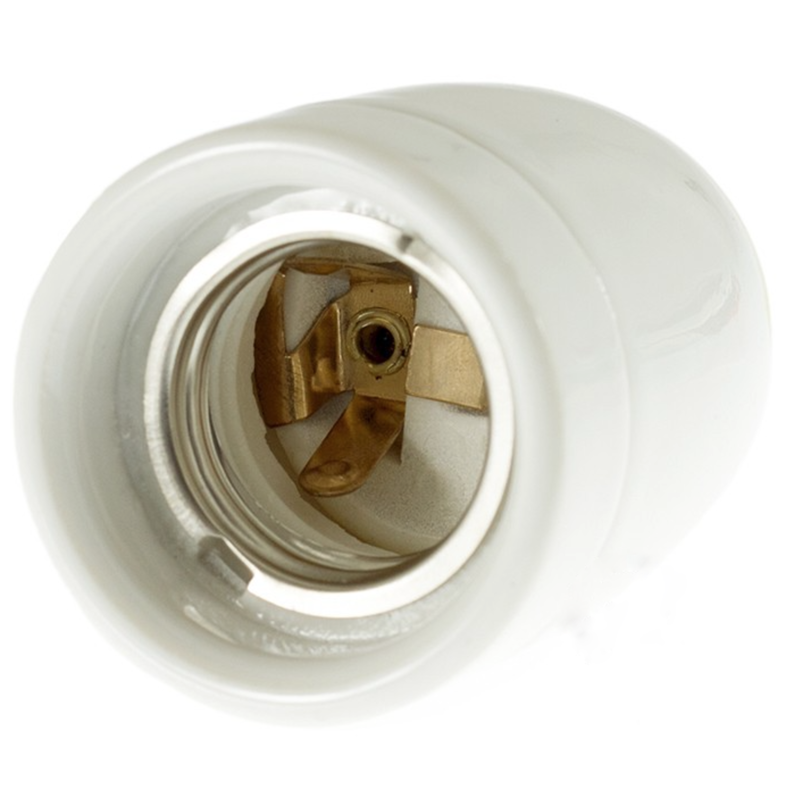 CCIT White Porcelain Lampholder E27 fitting with Strain Relief cable grip