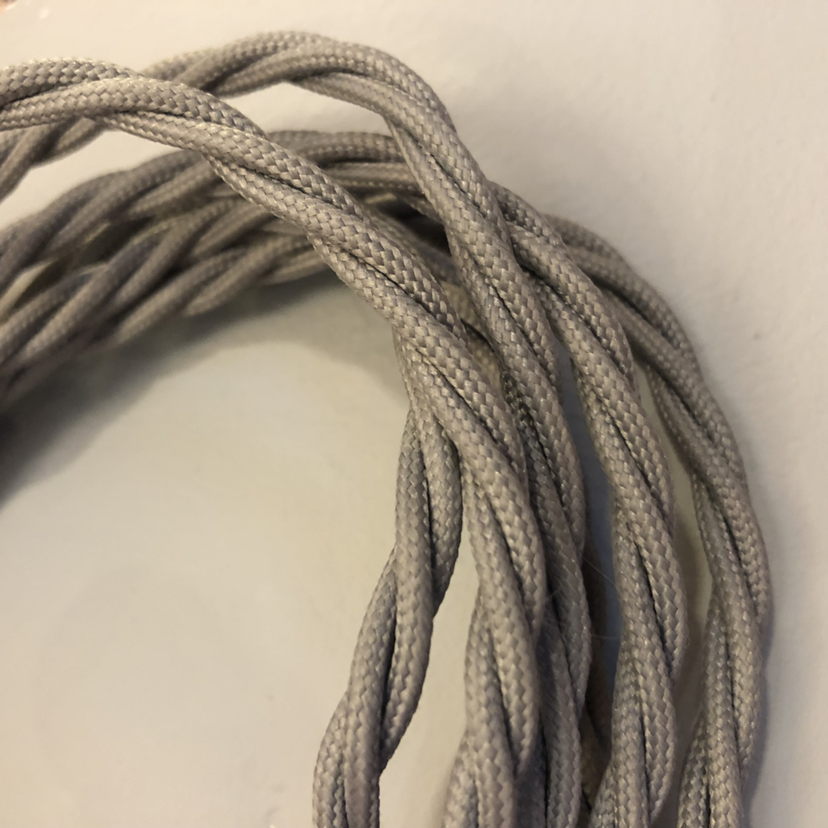 Per Metre - Twisted Fabric lighting Flex - Grey 3  Core Flex (End of line Colour)