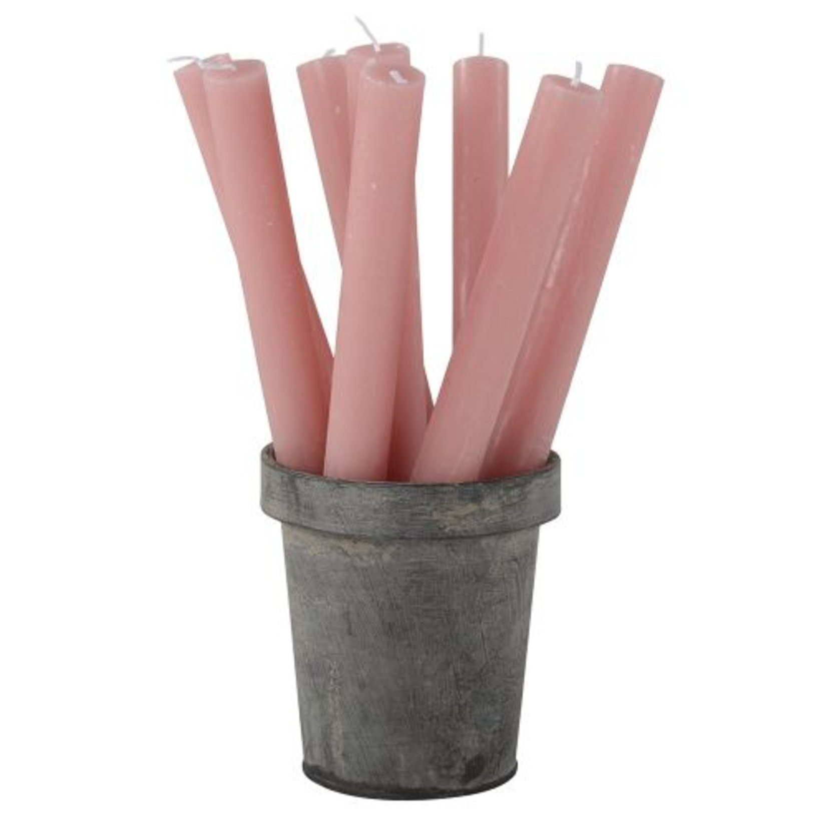 Grand Interiors 1 x Rustic Dinner Candlestick Dusky Pink 23x270mm