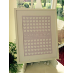 100 Hearts Wedding Wishes Write on Heart with pens Bespoke Picture FRAME COLLECTION ONLY