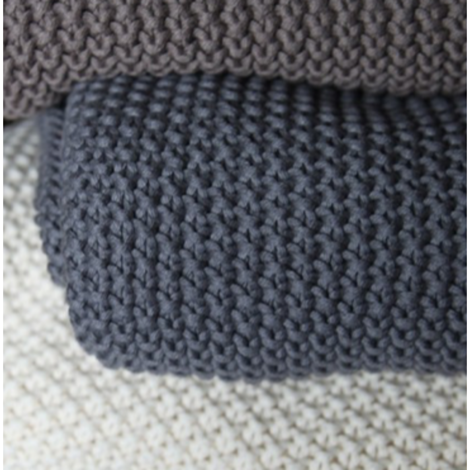 Nk Moss Stitch Cotton Throw (charcoal) Grey