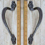 IRON RANGE Door Pull Scroll Handles Antique Iron Handed (Pair)