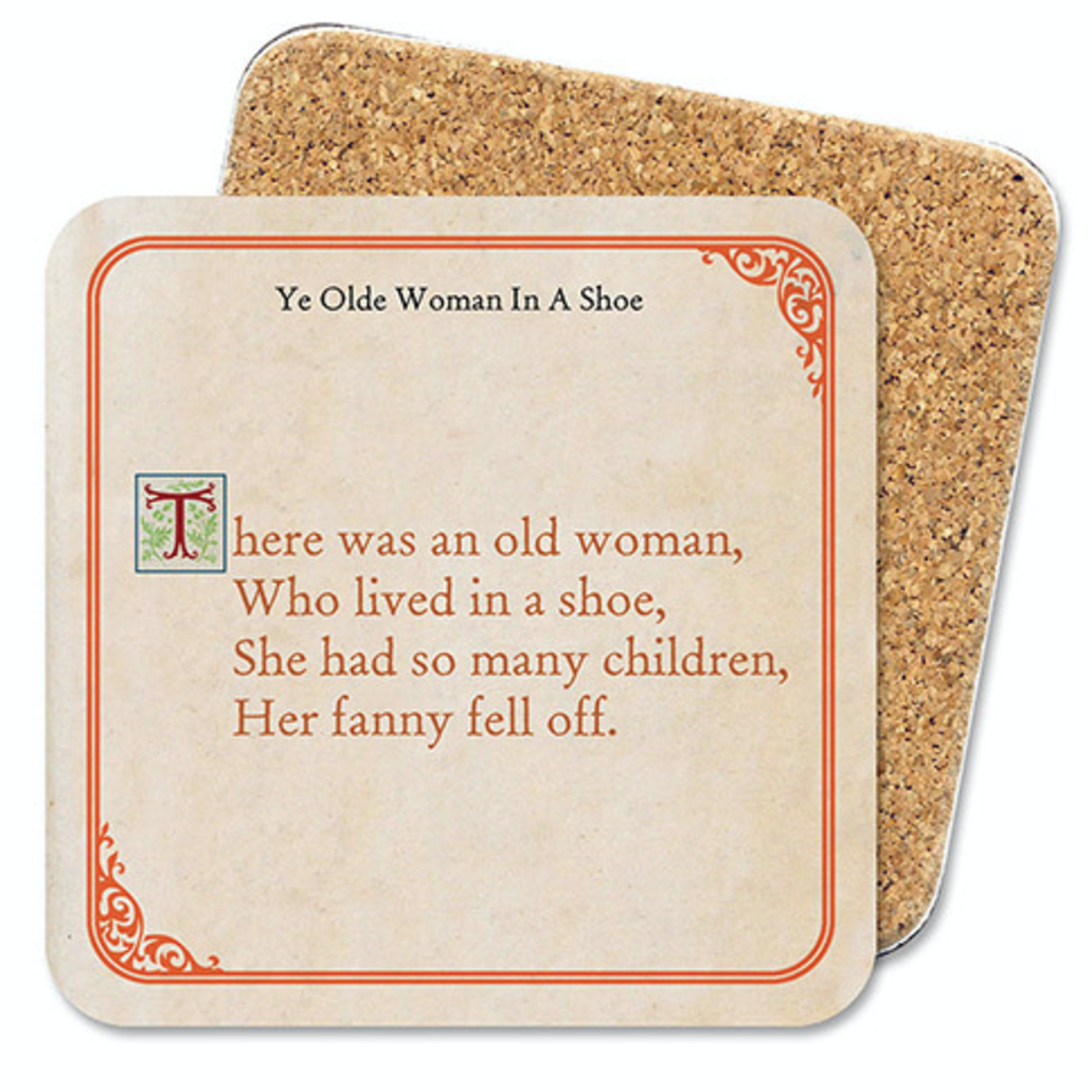 WORDY CARDS Rude Old Woman In A Shoe Rhyme Coaster
