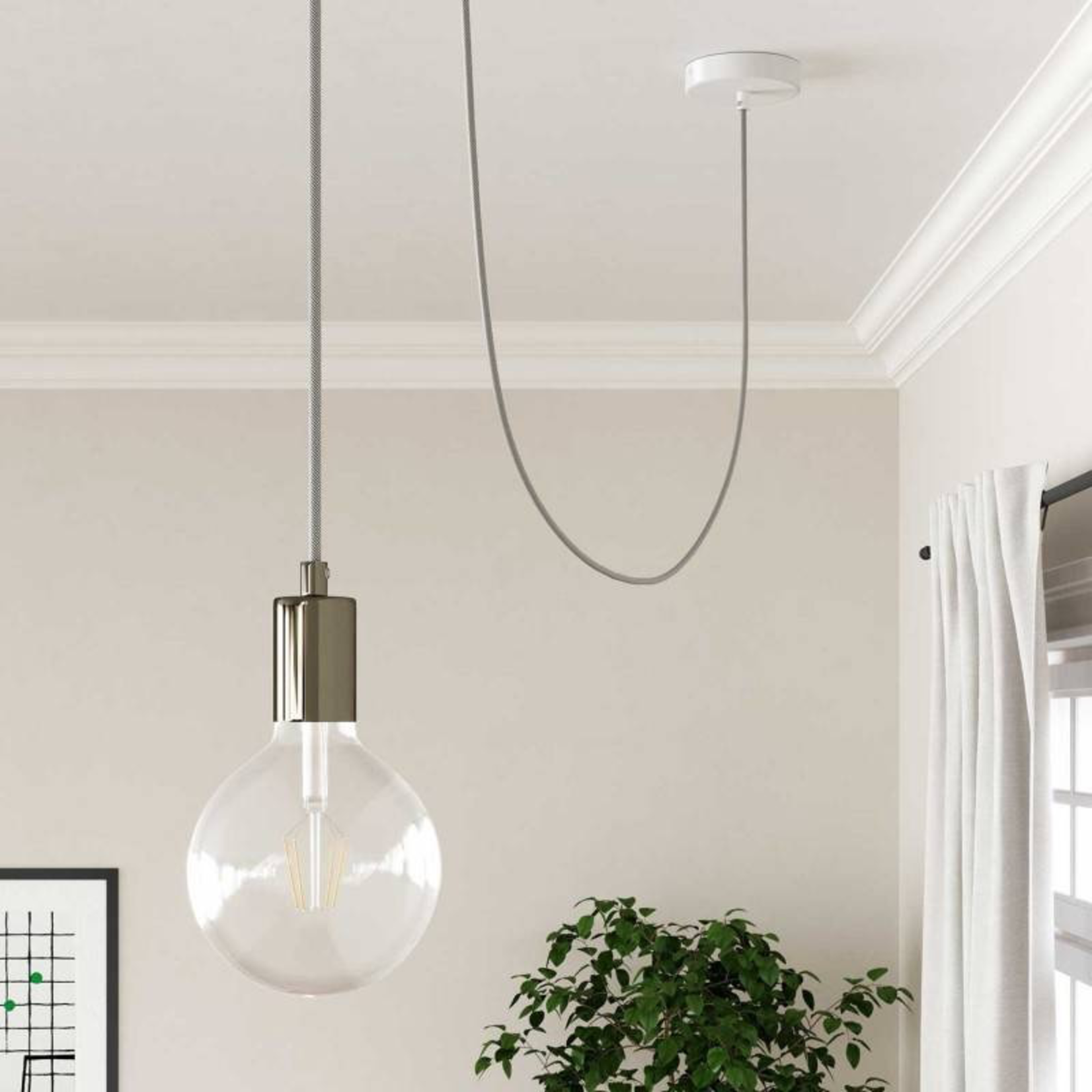 CCIT Per Metre - Round  Electrical Cable Flex 3 Core Vertigo HD covered by White and Slate fabric