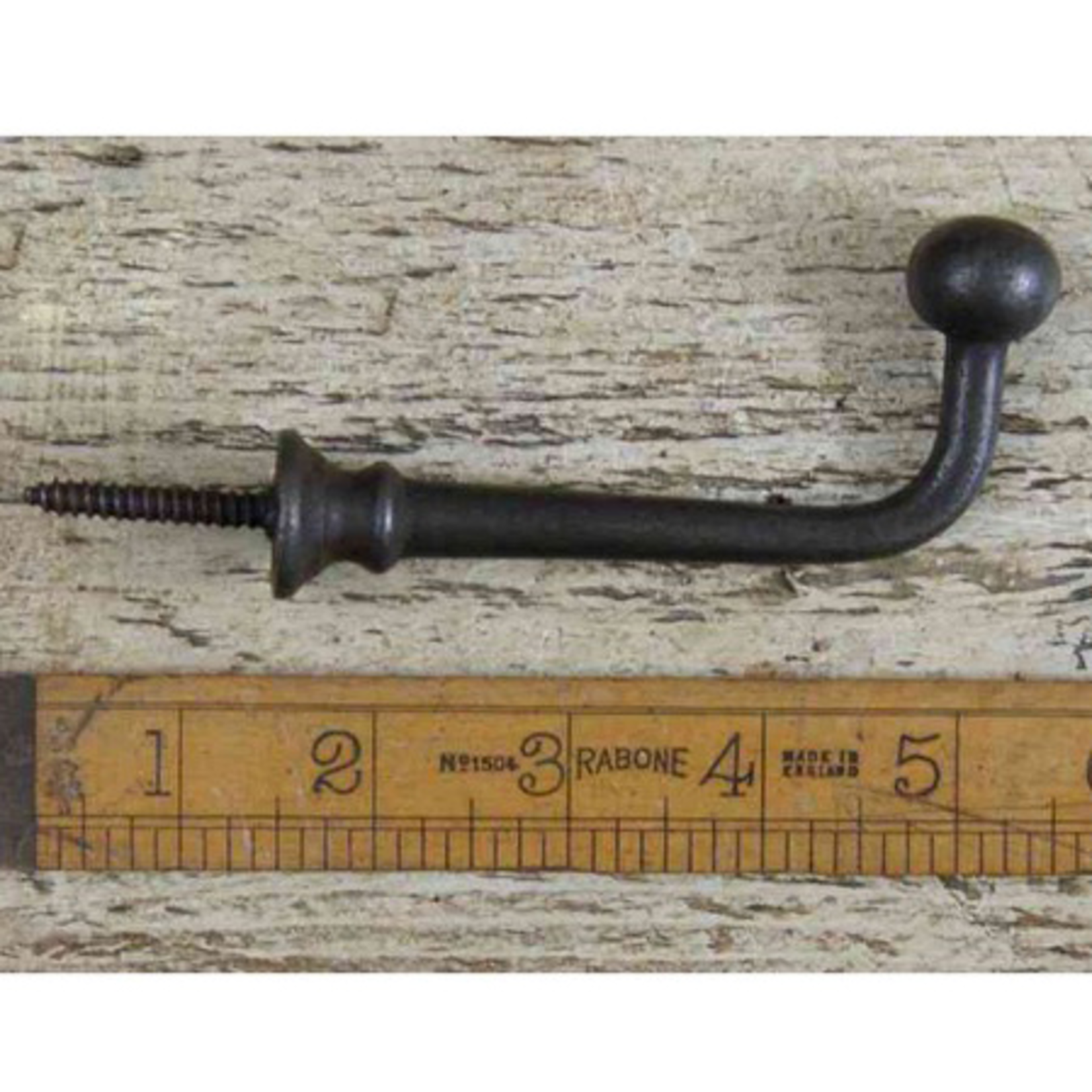 IRON RANGE Ball End single Larder Long Screw in Antique Iron hook