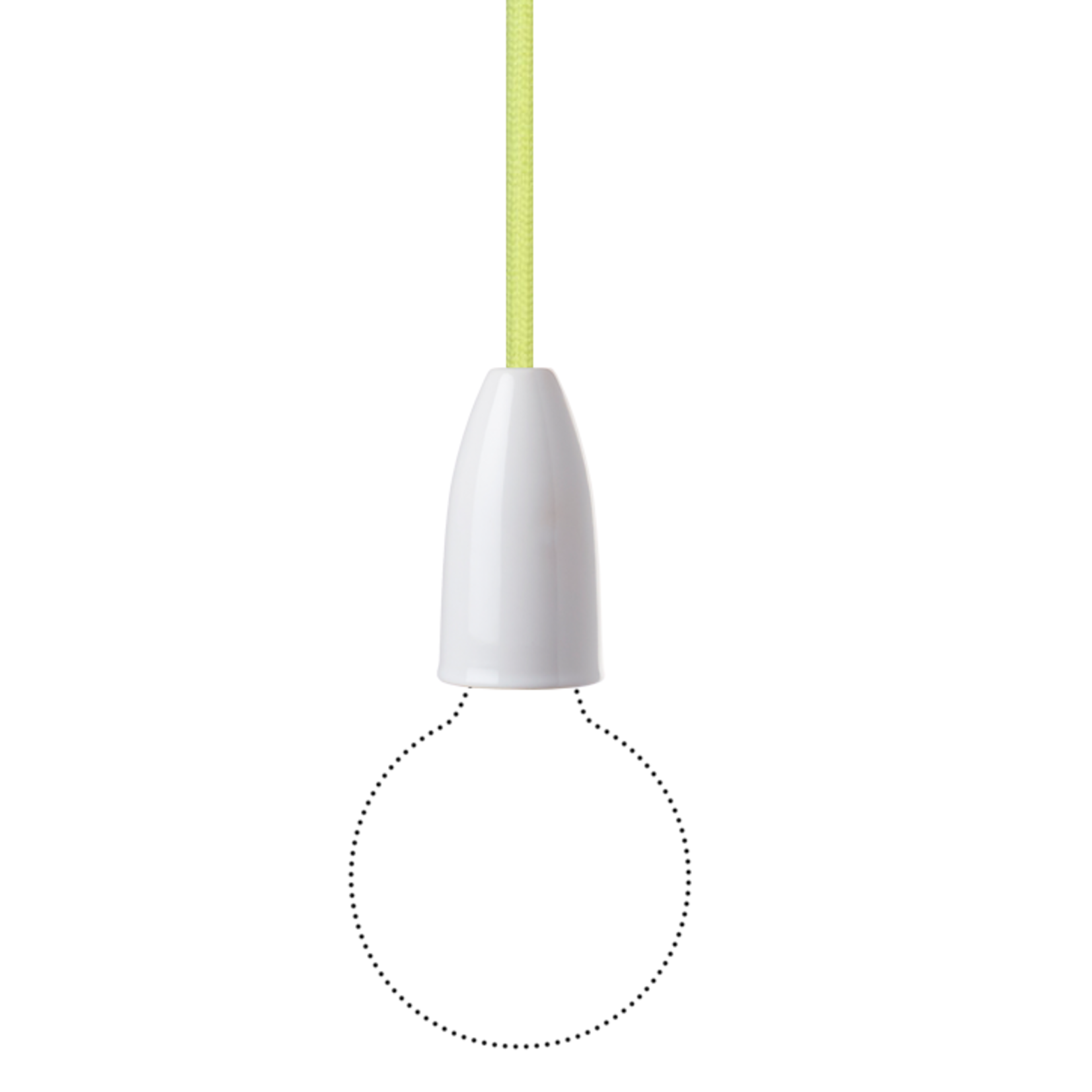 Nud NUD Exclusive E27 Pendant Holder in White Ceramic with Celery Green Cable