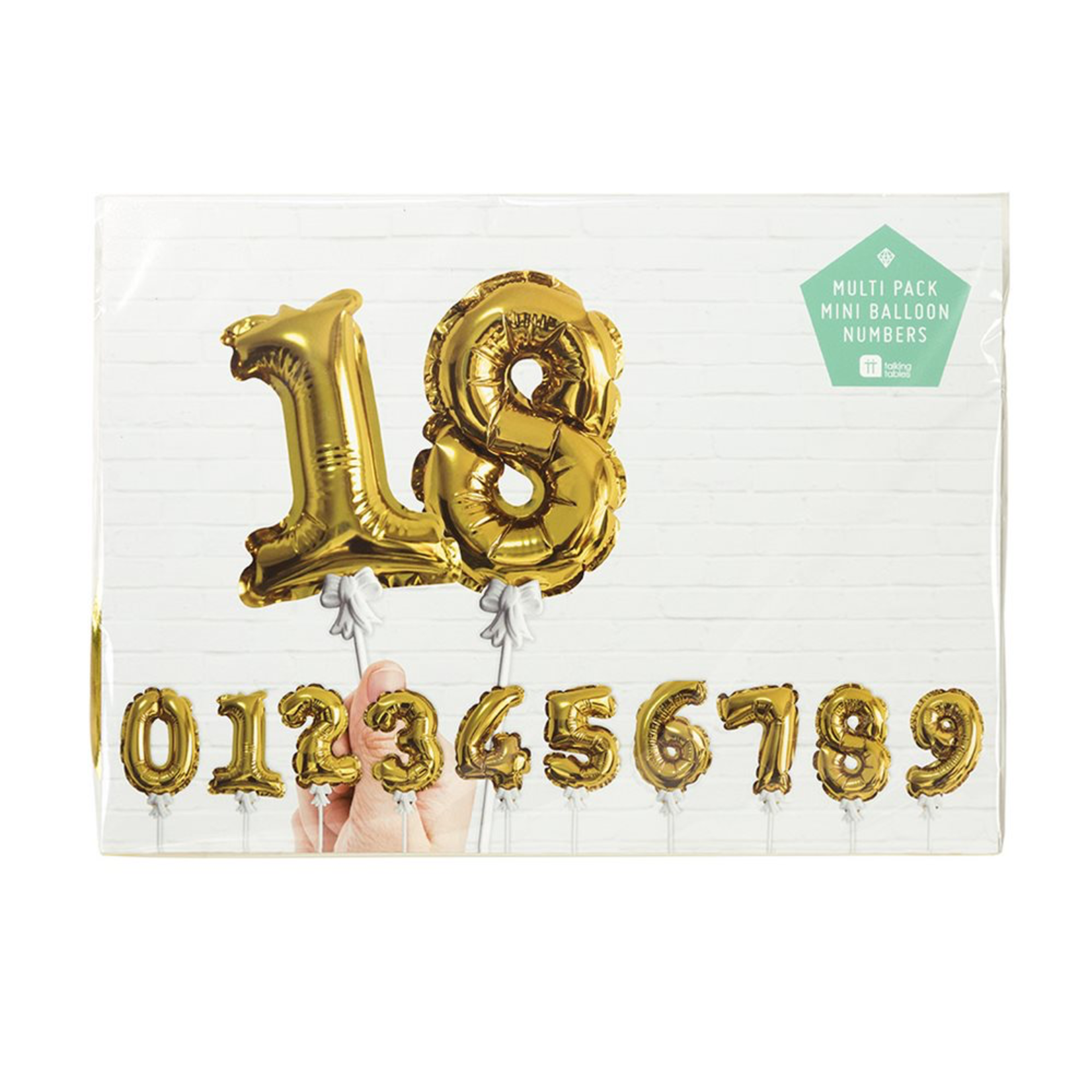 Party Time Mini Gold Balloon Toppers - NUMBERS 0-9
