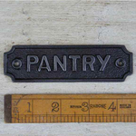 IRON RANGE Plaque 'Pantry' Door Cast Antique Iron 34 x 118mm