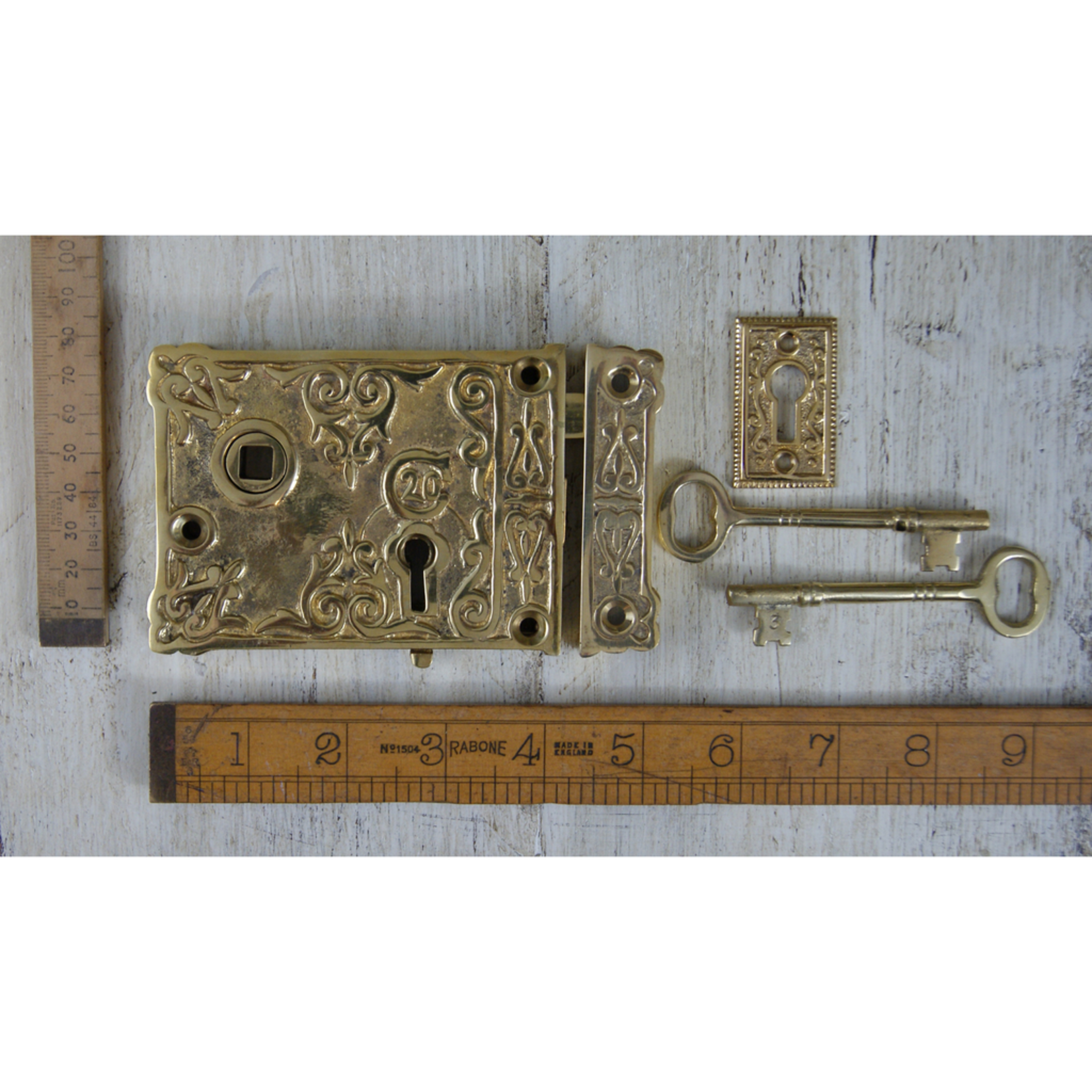 IRON RANGE Rim Lock Brass Ornate EASTLAKE Brass