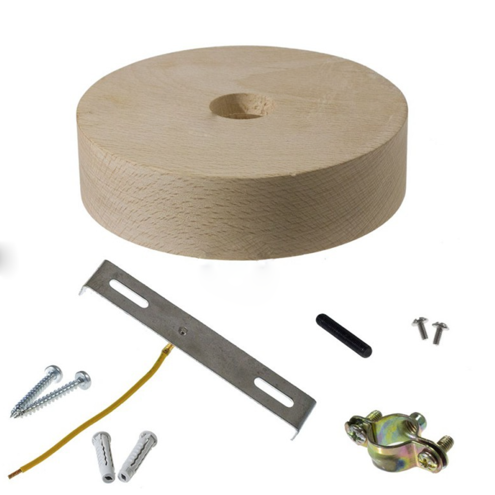 CCIT Wooden ceiling rose kit for 2XL electrical cord complete with accessories.