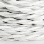 CCIT Per Metre - Twisted Electric Cable Flex covered by solid cotton fabric White 3 core