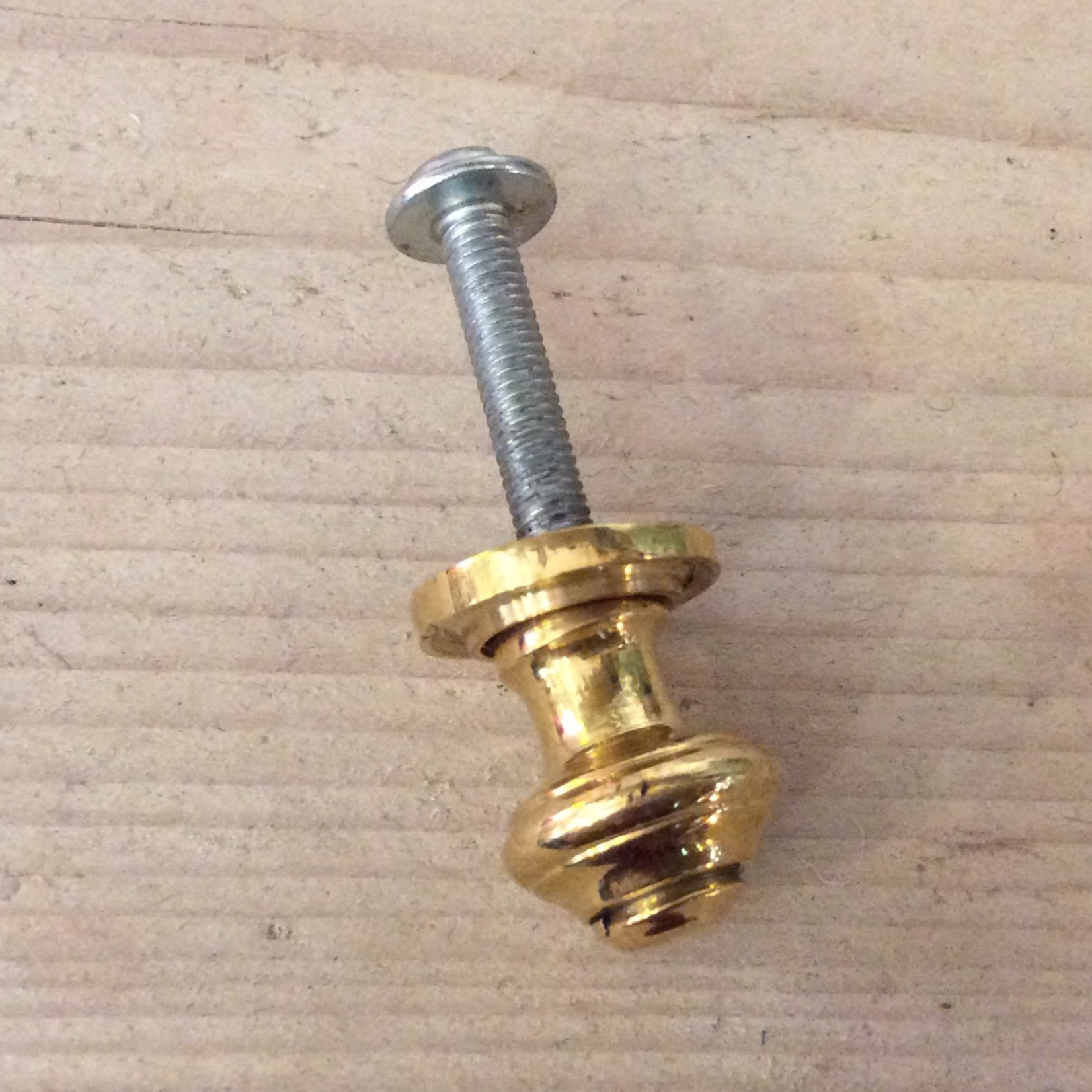 IRON RANGE Knob and Base Plate Victorian Cast Polished Brass 16mm